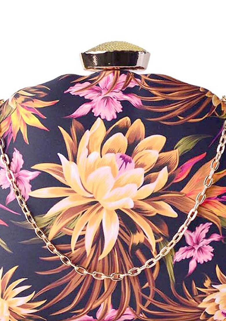 Multi Fabric Women Multicoloured Printed Box Clutch - Indya