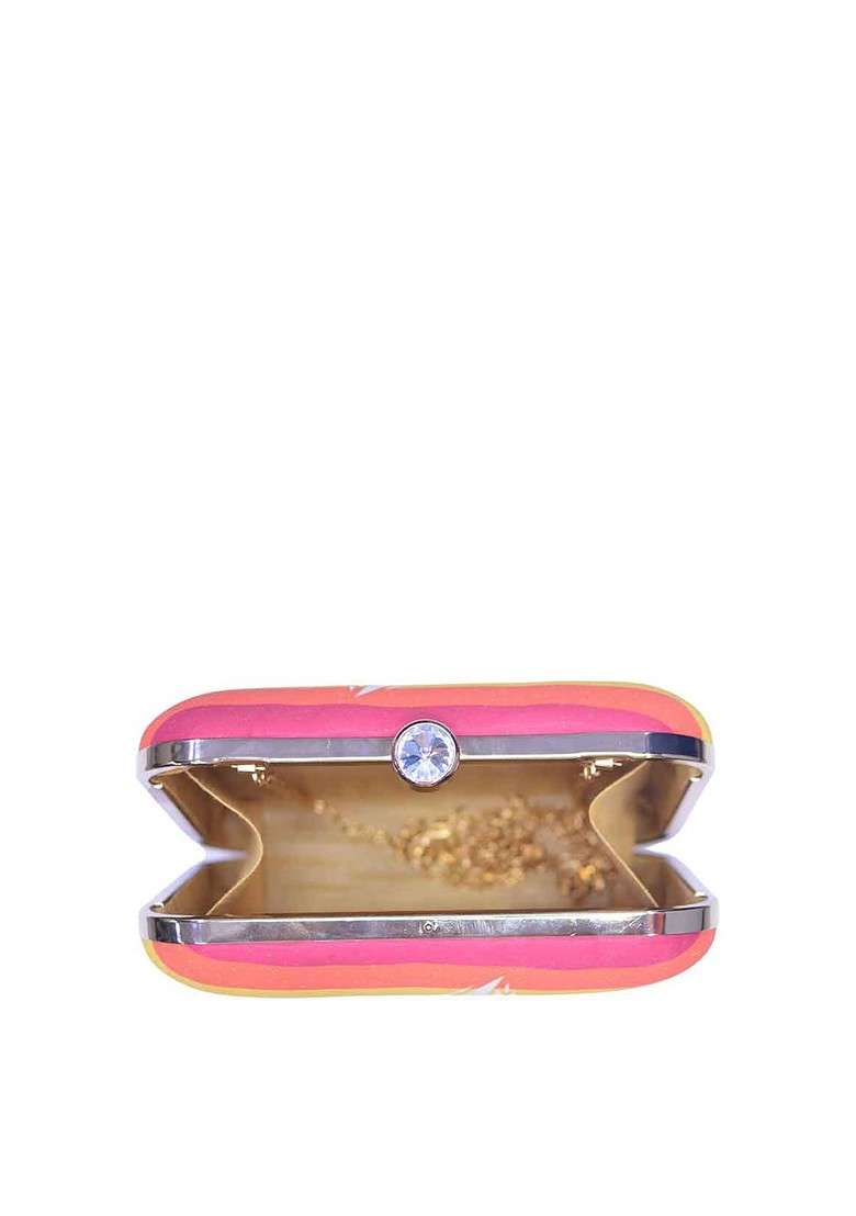 Multi Fabric Multicoloured Printed Box Clutch - Indya