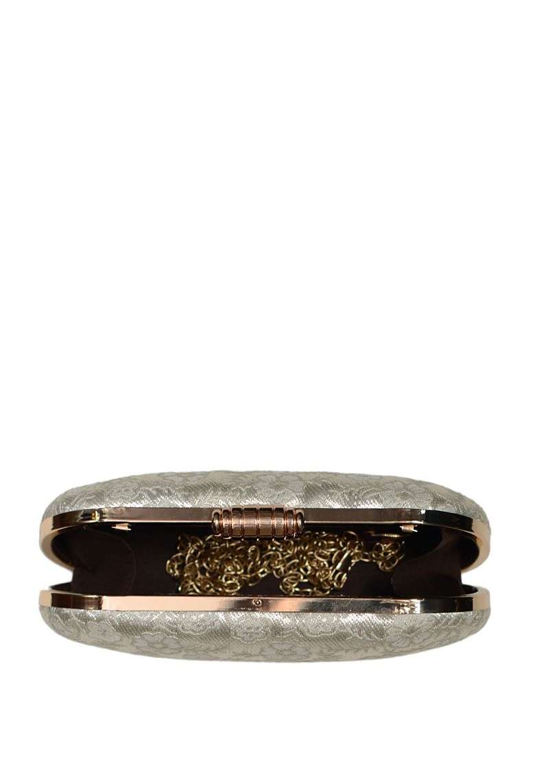 White Satin Embroidered Box Clutch - Indya