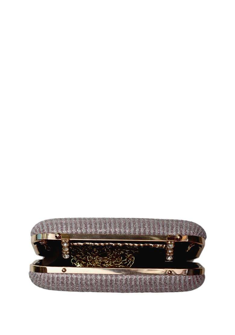 Lavender Satin Embellished Box Clutch - Indya