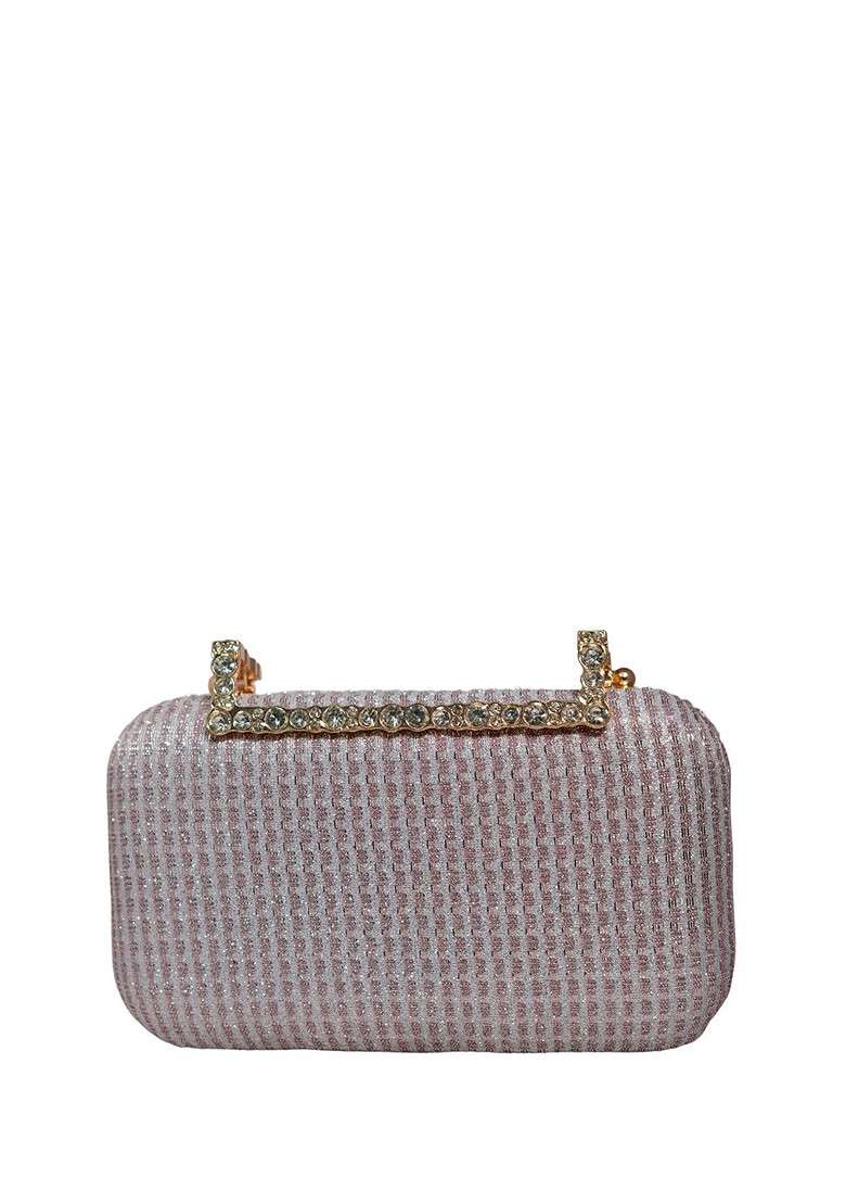 Lavender Satin Embellished Box Clutch - Indya