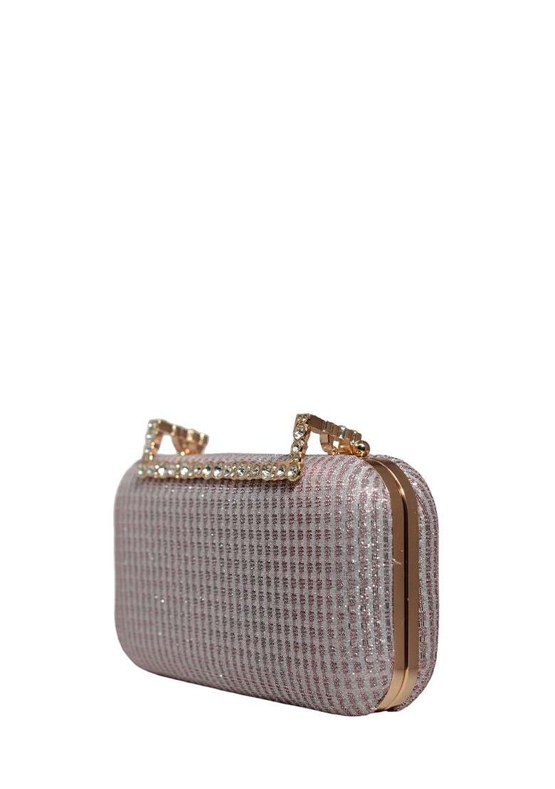 Lavender Satin Embellished Box Clutch - Indya
