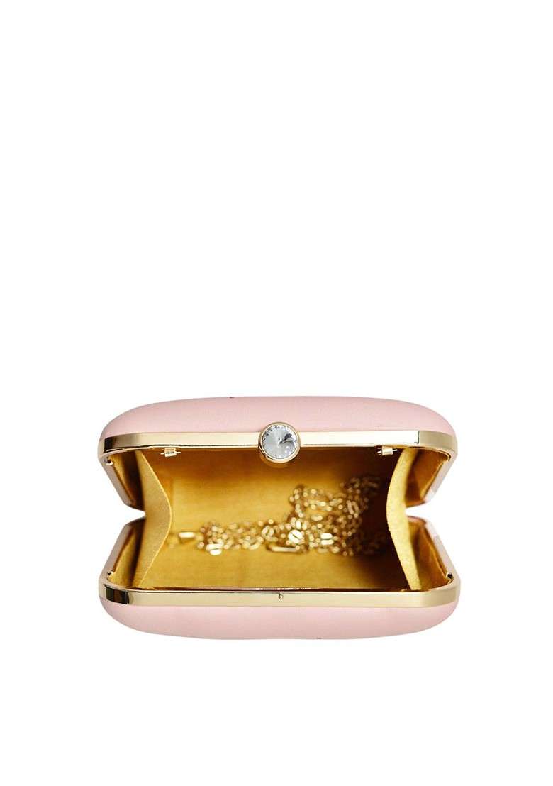 Pink Fabric Pink And Blue Printed Box Clutch - Indya