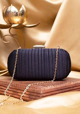 Black Satin Textured Box Clutch