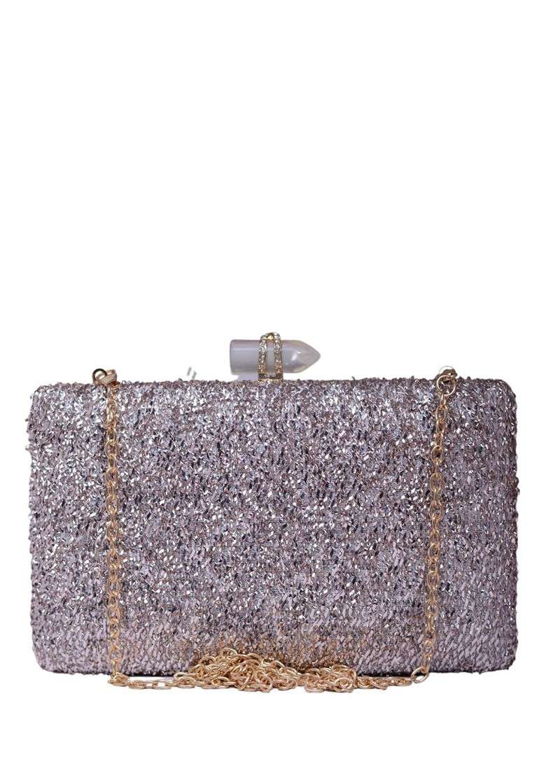 Pink Satin Embroidered Box Clutch - Indya