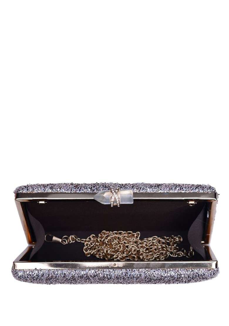 Pink Satin Embroidered Box Clutch - Indya
