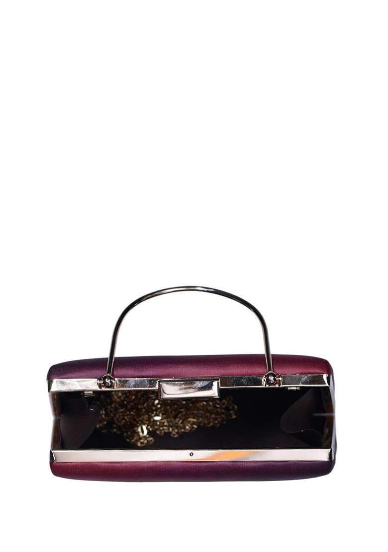 Maroon Fabric Durga Printed Box Clutch - Indya