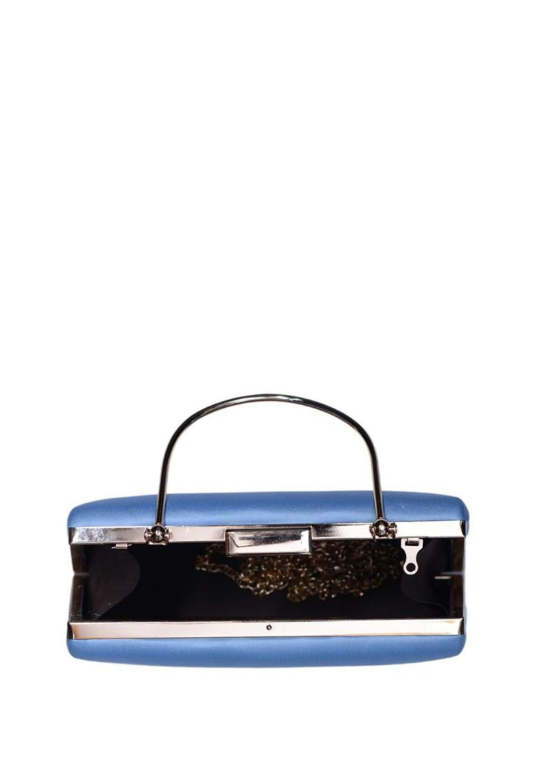 Blue Fabric Durga Maa Printed Box Clutch - Indya