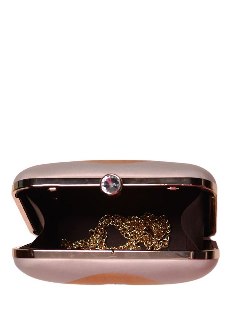 Off White Fabric Goddess Lakshmi Printed Box Clutch - Indya