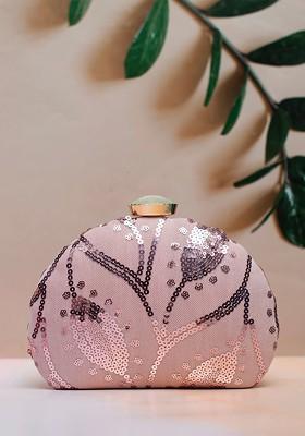 Pink Satin Embellished Box Clutch