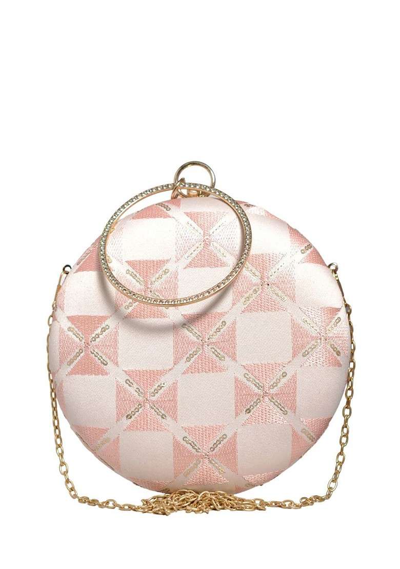 White Satin Embroidered Embellished Box Clutch - Indya