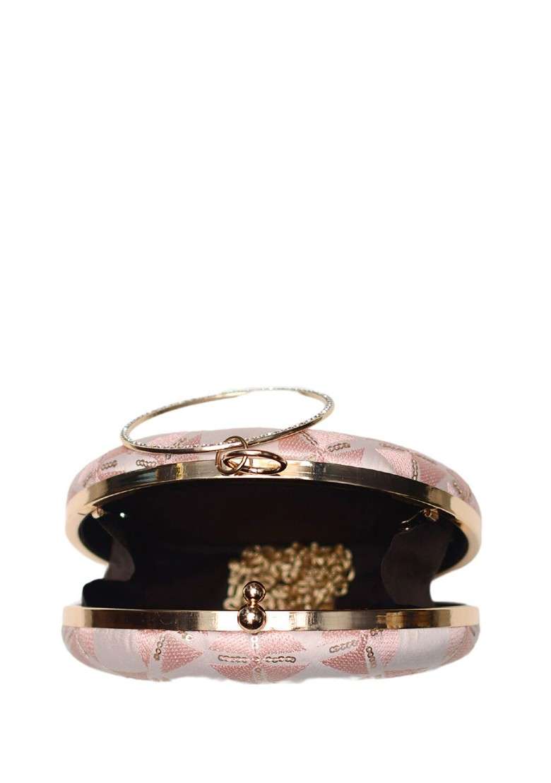 White Satin Embroidered Embellished Box Clutch - Indya