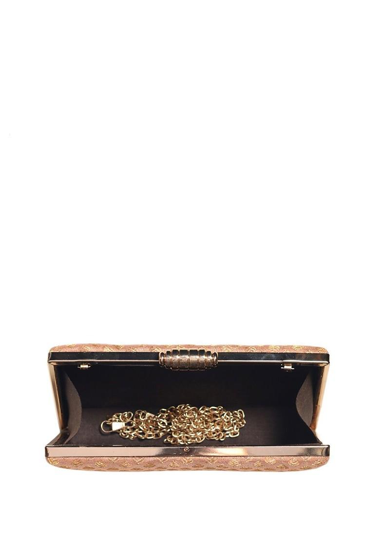 Orange Satin Embroidered Box Clutch - Indya