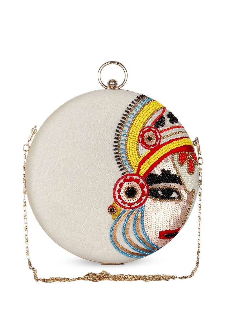 White Embellished Box Clutch - Indya