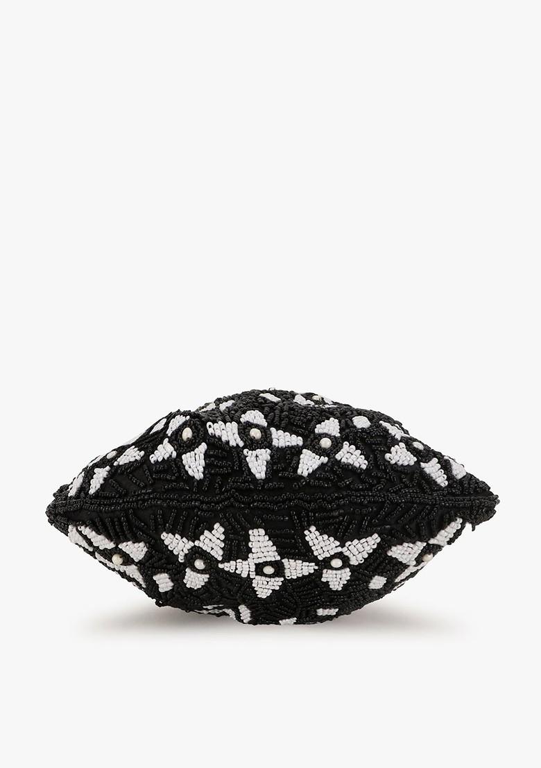 Women Black And White Embellished Potli Clutch
