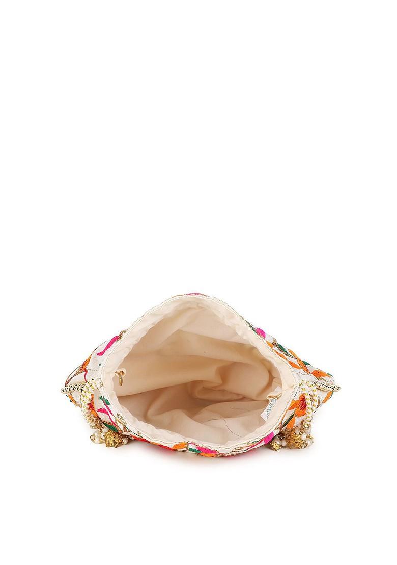 Set Of 2 Floral Embroidered Potli Clutches