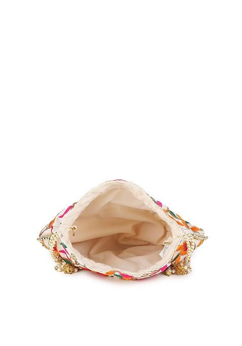 Set Of 2 Floral Embroidered Potli Clutches