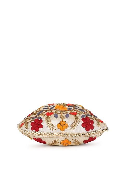 Set Of 2 Floral Embroidered Potli Clutches