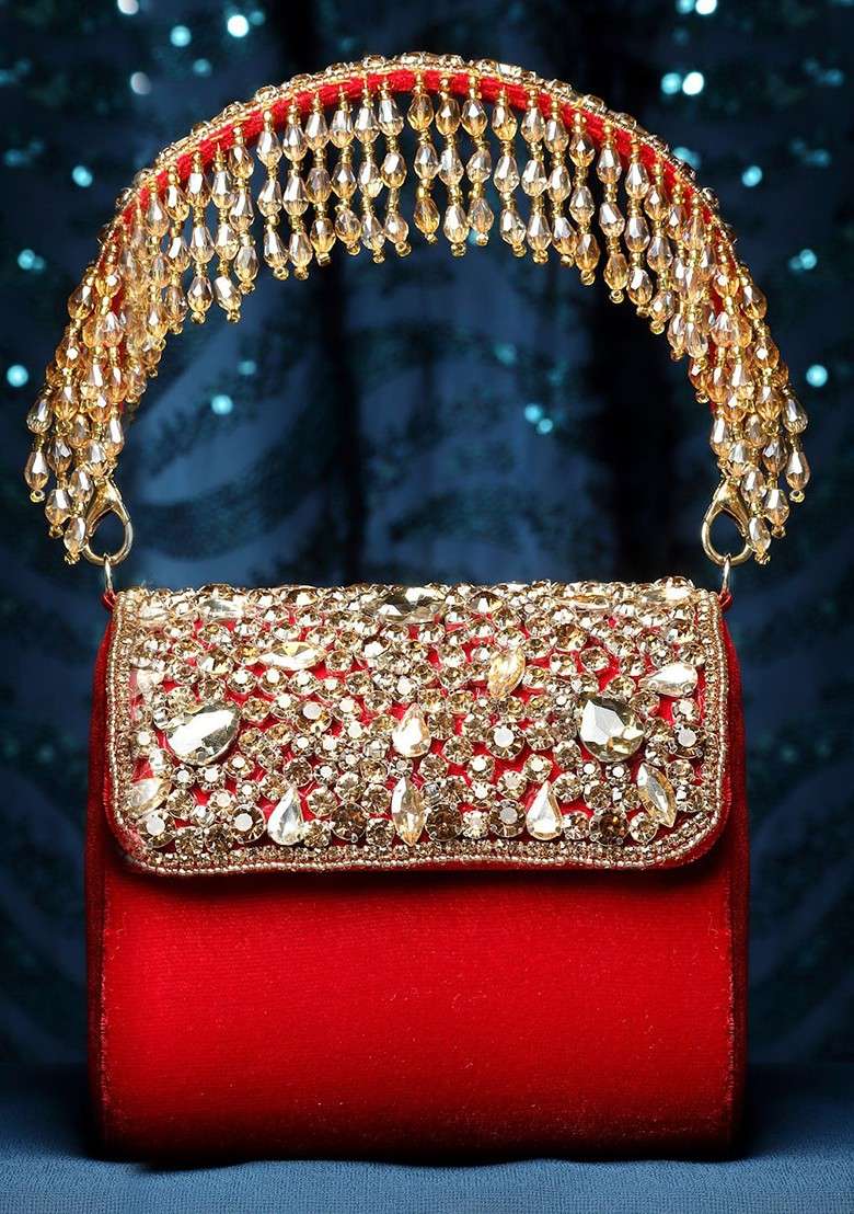 Embellished Tasselled Box Clutch - Indya