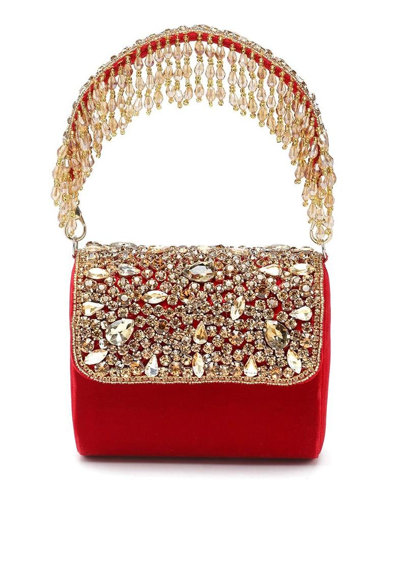 Embellished Tasselled Box Clutch