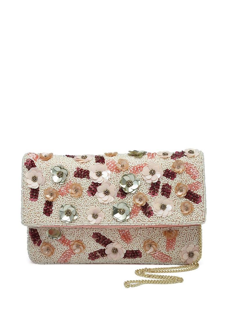 Beads And Sequines Embellished Canvas Sling Bag