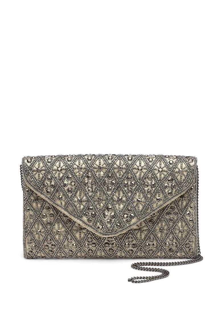 Beads And Sequines Embellished Satin Sling Bag