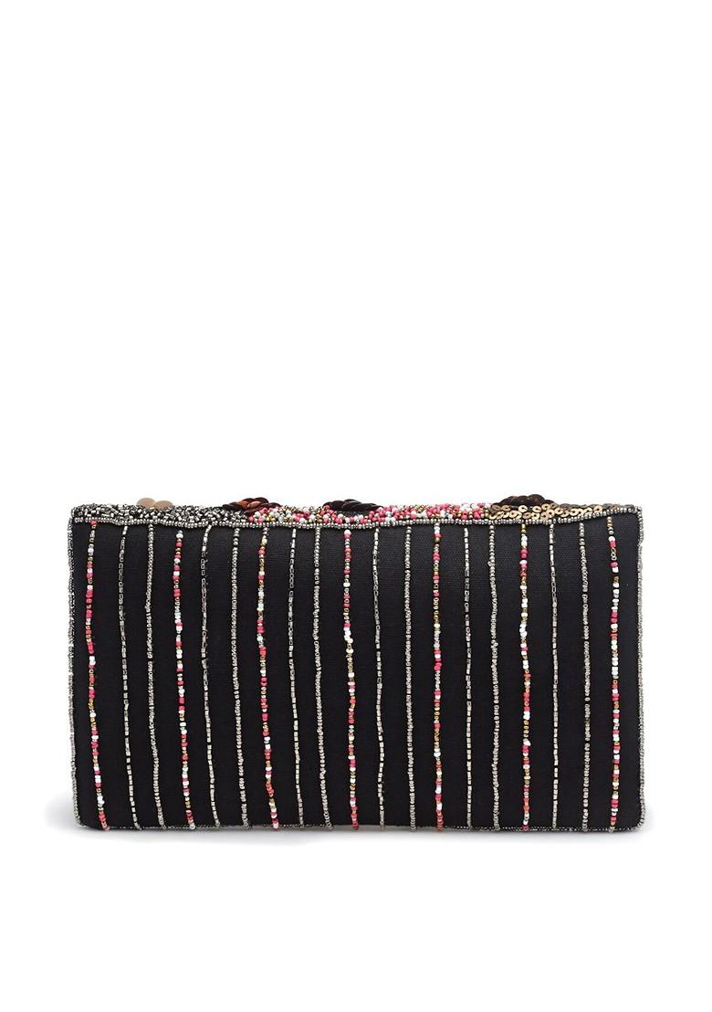 Beads And Sequines Embellished Canvas Sling Bag