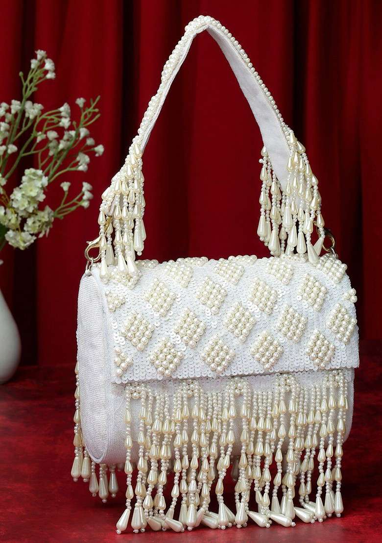 Embellished Tasselled Foldover Clutch - Indya