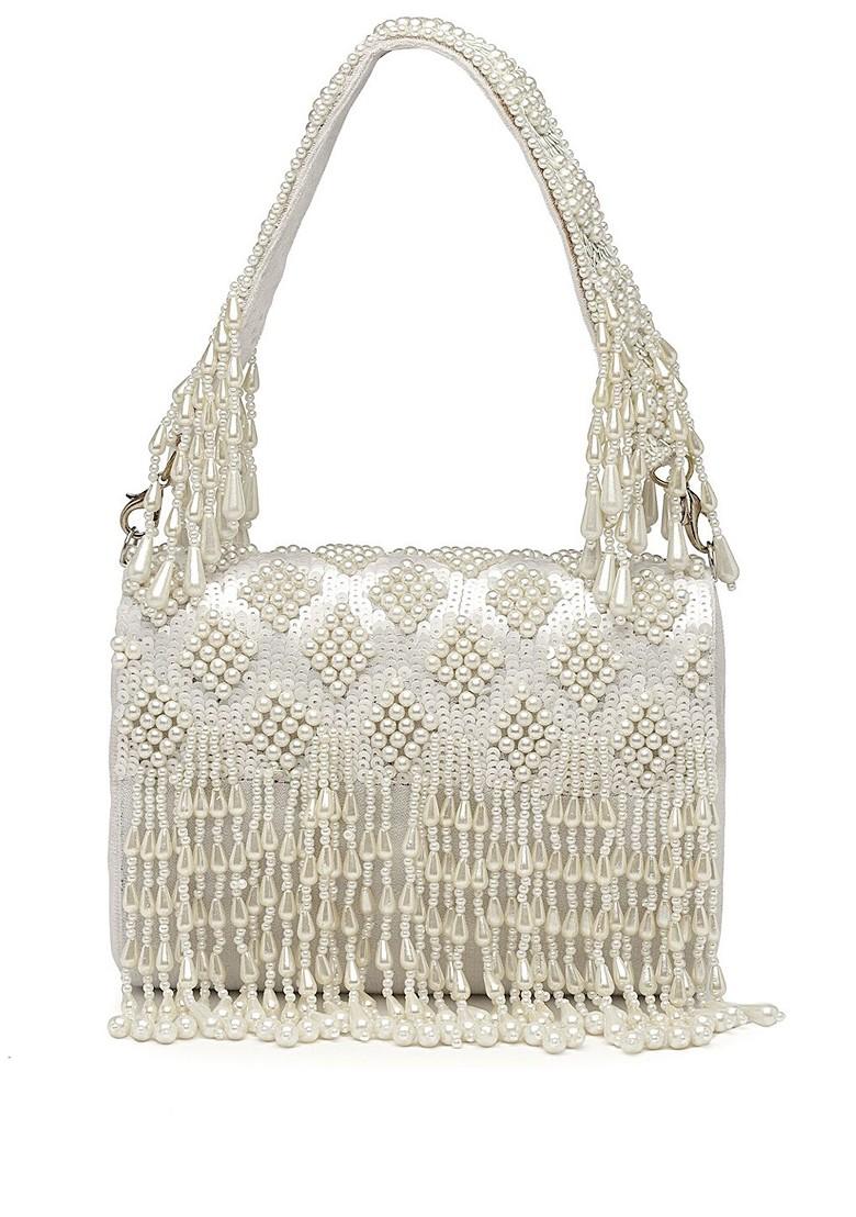 Embellished Tasselled Foldover Clutch