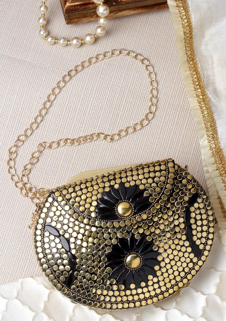 Embellished Shoulder Strap Foldover Clutch