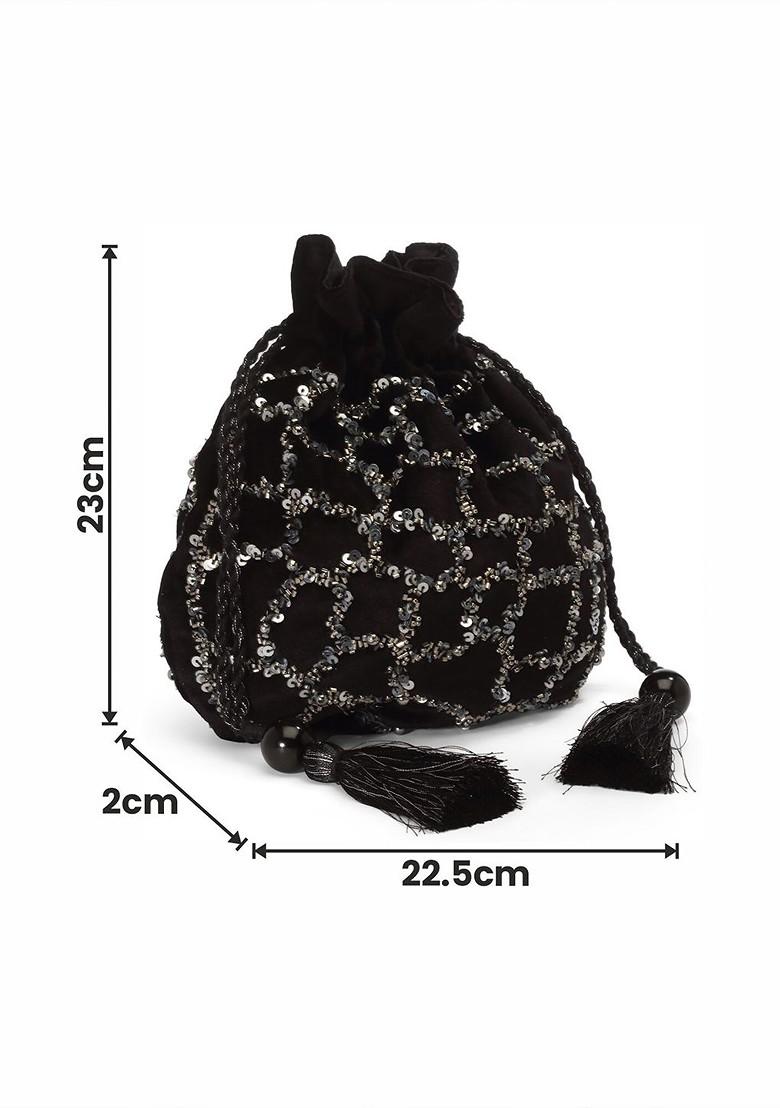 Embellished Wrist Loop Tasselled Potli Clutch