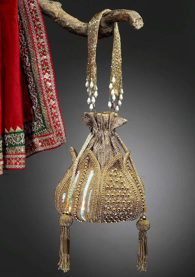 Embellished Tasselled Potli Clutch - Indya