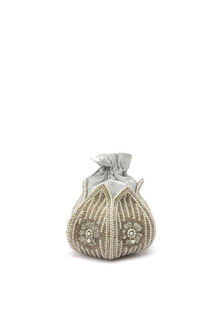 Embellished Tasselled Potli Clutch - Indya