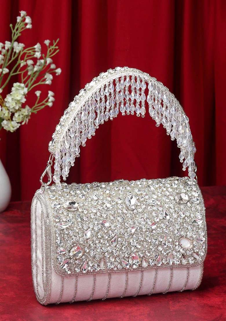 Embellished Tasselled Foldover Clutch - Indya