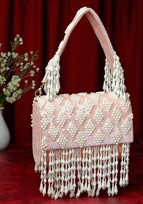 Embellished Tasselled Foldover Clutch