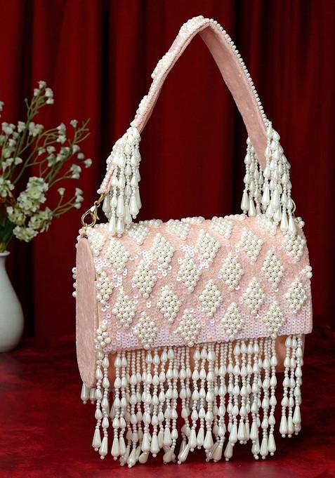 Embellished Tasselled Foldover Clutch