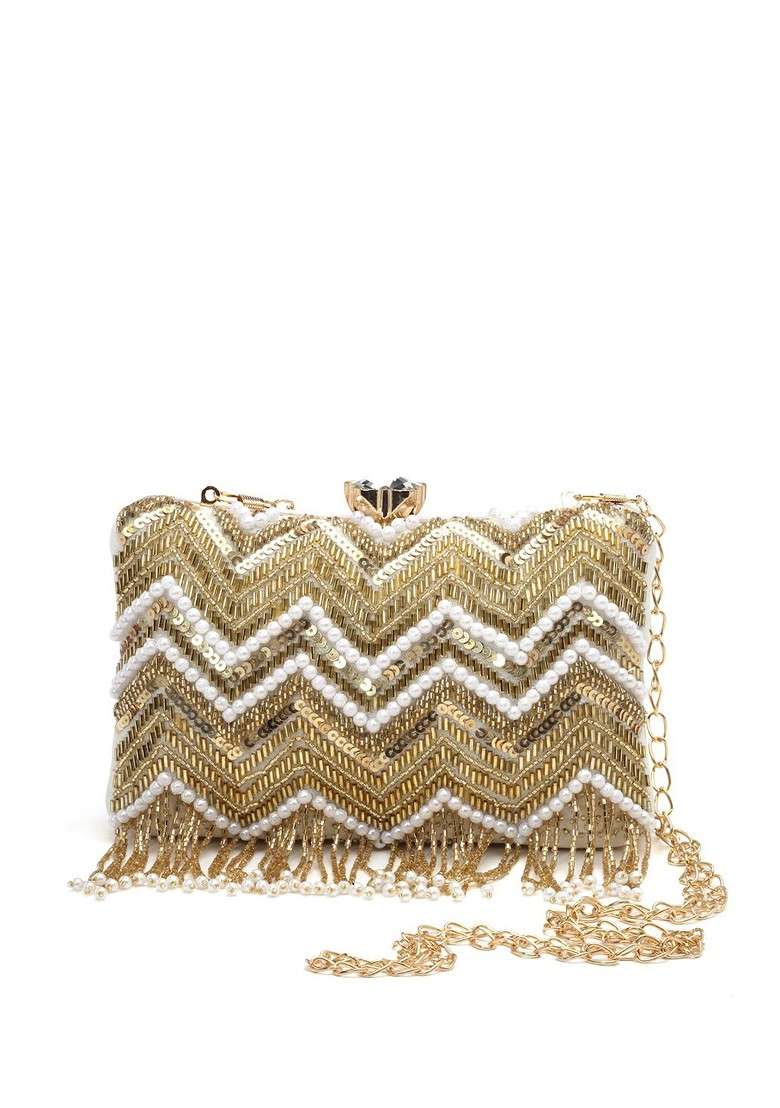 Embellished Buckle Detail Box Clutch - Indya