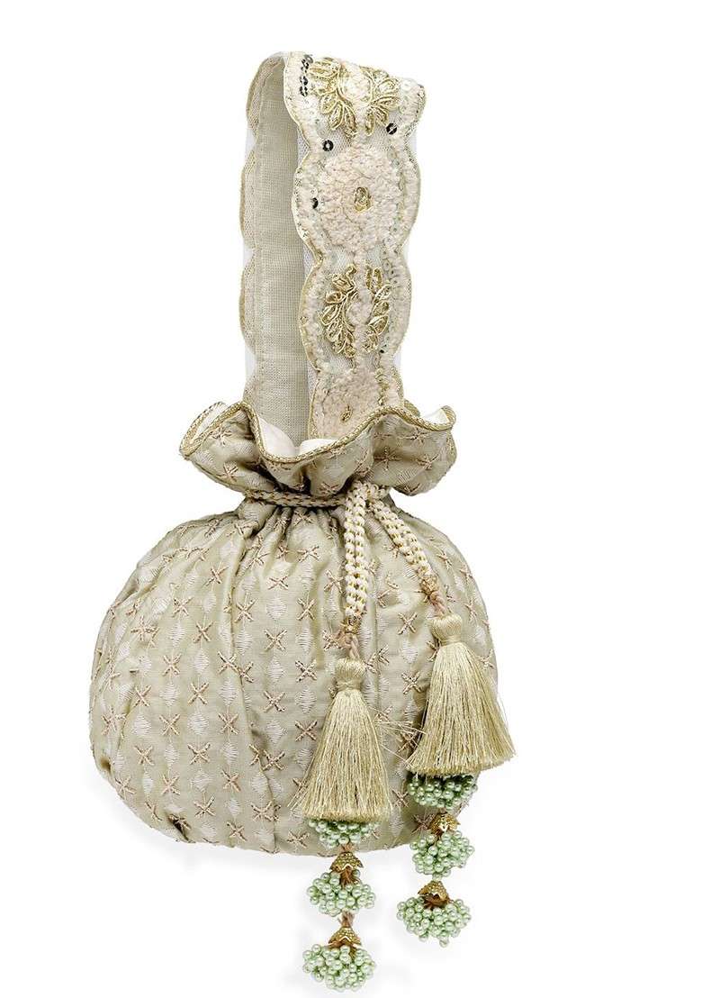 Embroidered Tasselled Potli - Indya