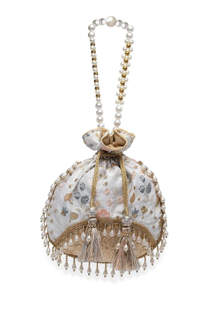Embroidered Tasselled Potli