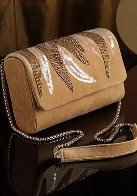 Embroidered Foldover Clutch