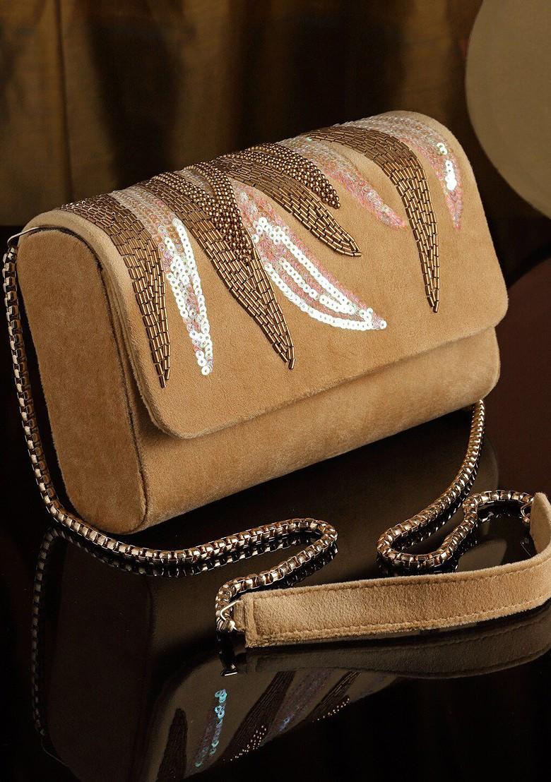 Embroidered Foldover Clutch