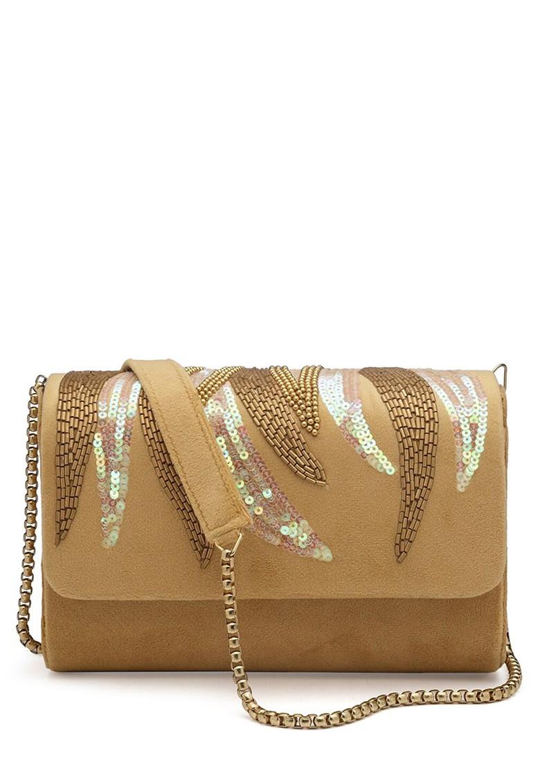 Embroidered Foldover Clutch