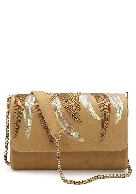Embroidered Foldover Clutch