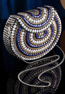 Embellished Half Moon Clutch