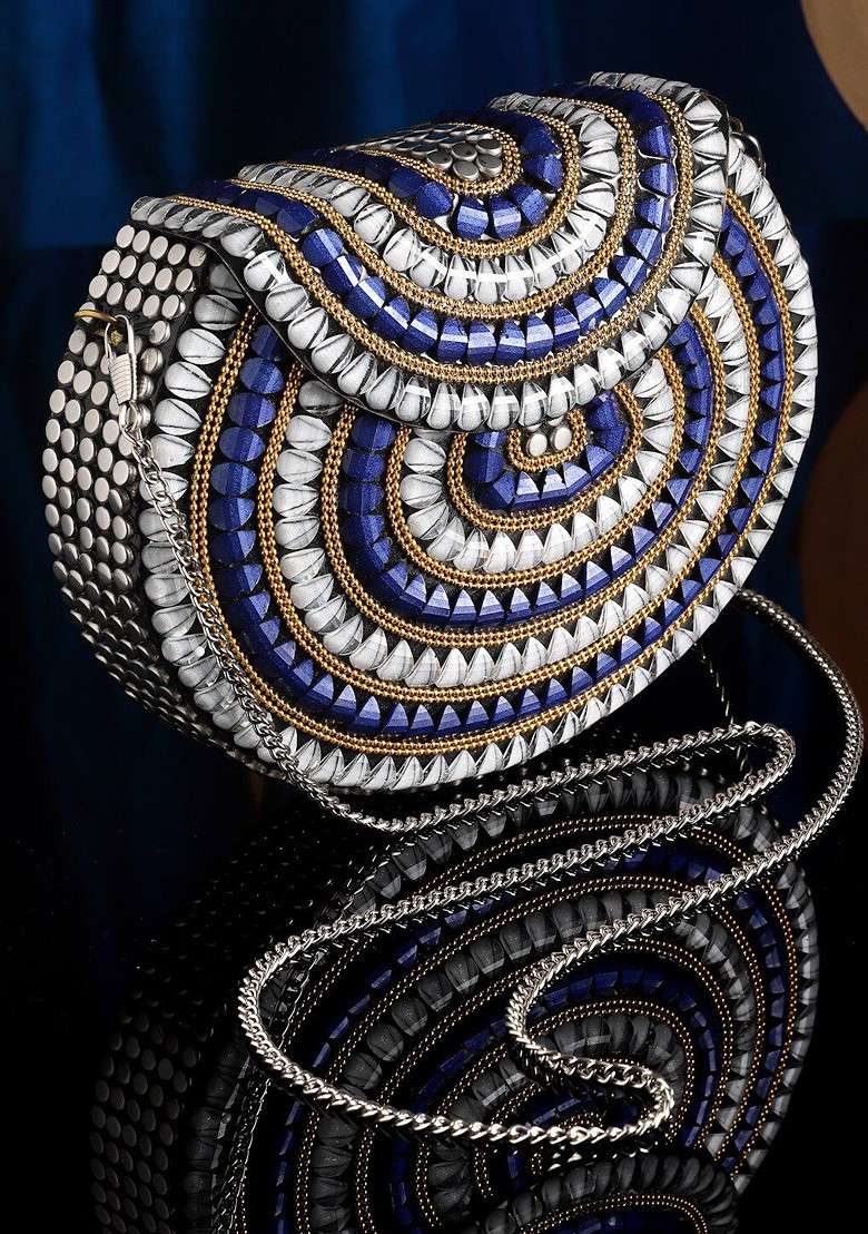 Embellished Half Moon Clutch - Indya