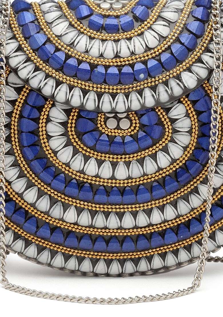 Embellished Half Moon Clutch - Indya