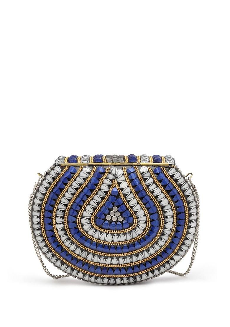 Embellished Half Moon Clutch