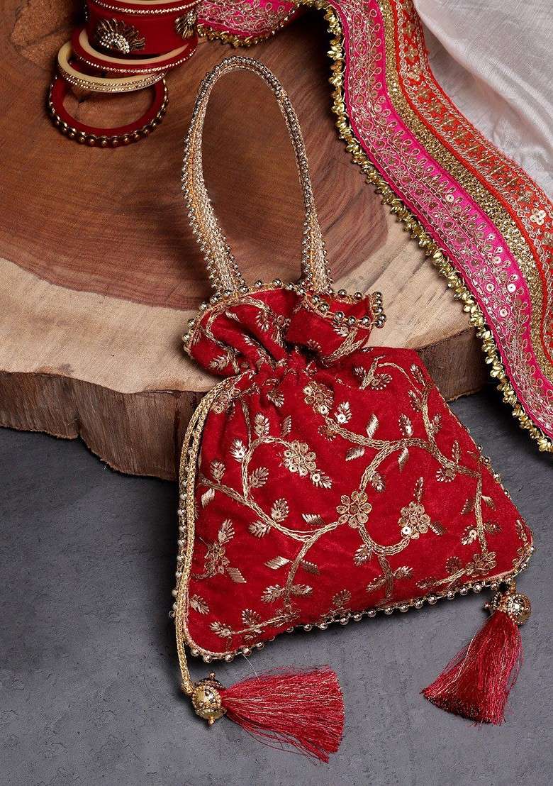 Floral Embroidered Potli - Indya