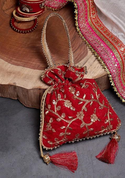 Floral Embroidered Potli