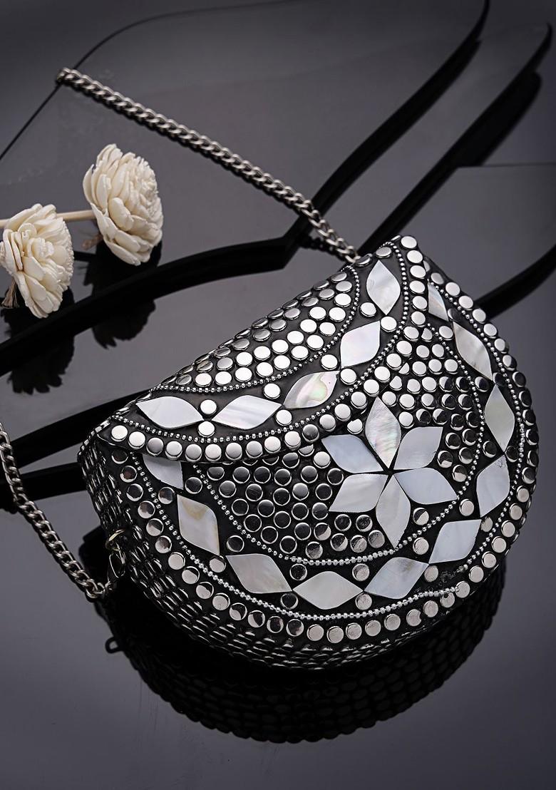 Embellished Half Moon Clutch